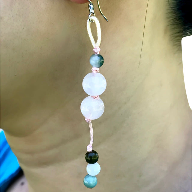 Unleash Your Inner Beauty with Artistic Beads Rose Quartz EarringsEarringsSerenity Jade