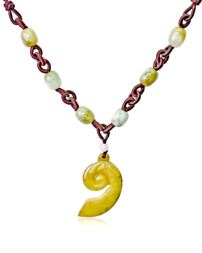 Yellow Jade Swirl Necklace A Custom Handcrafted Jewelry For Her Designer Necklace Meaningful Mother’s Day Gift