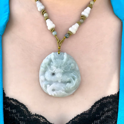 Jade Dragon Jewelry for Mens Necklace Dragon Pendant Necklace Good Fortune Birthday Gift