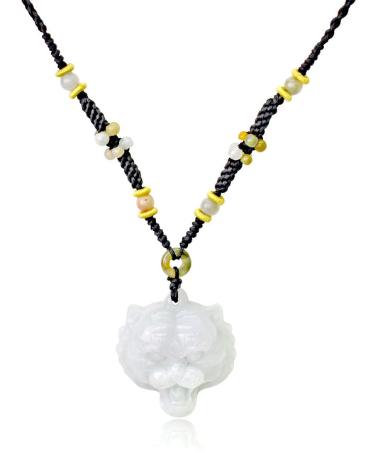 White Jade Birth Year of the Tiger Necklace Tiger Unisex Tiger Pendant Necklace for Bold Energy Birthday Gift