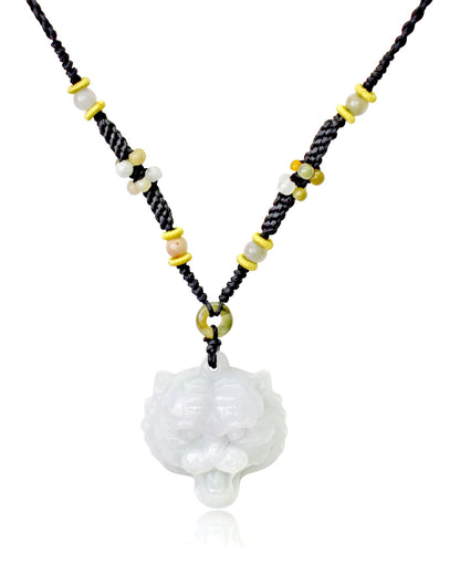 White Jade Birth Year of the Tiger Necklace Tiger Unisex Tiger Pendant Necklace for Bold Energy Birthday Gift