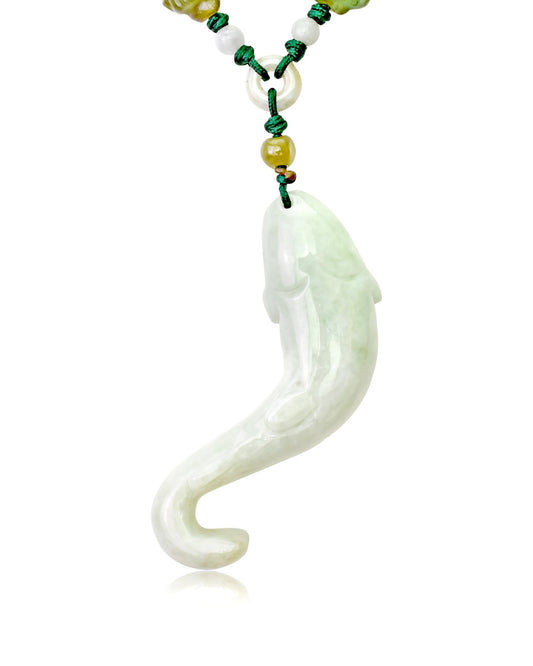 Men Shark Pendant a Shark Necklace for Him Jade Necklace for Guys for Powerful Father’s Day Gift