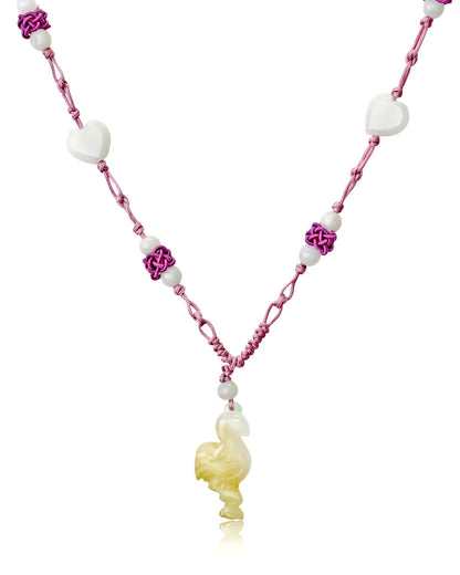 Flamingo Jewelry For Her Small Jade Pendant a Jade Stone Necklace Perfect For Joyful Birthday Gift