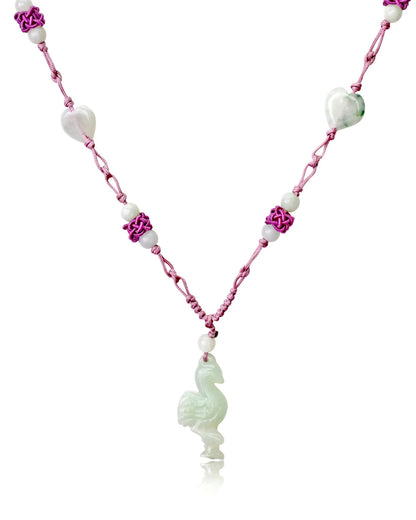 Flamingo Jewelry For Her Small Jade Pendant a Jade Stone Necklace Perfect For Joyful Anniversary Moments