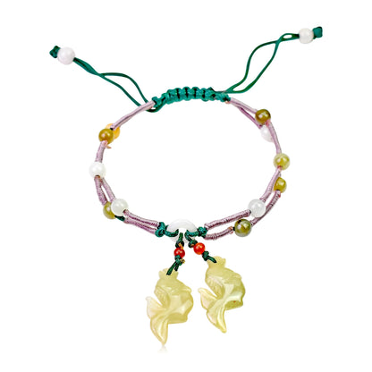 Yellow Jade Koi Fish Bracelet a Koi Fish Jade Pendant for Unisex Koi Bracelet Good Fortune Mother’s or Day Father’s Day Gift