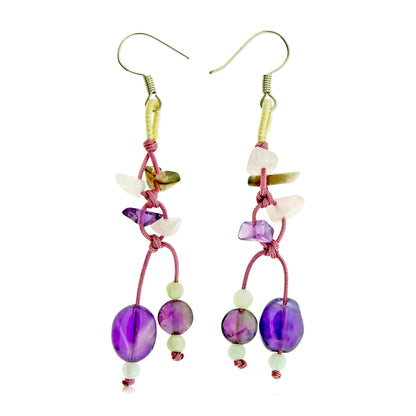 Enchanting Amethyst Bead A Silver and Amethyst Drop Earrings for Women Black Onyx Dangle Earrings Birthday Gift