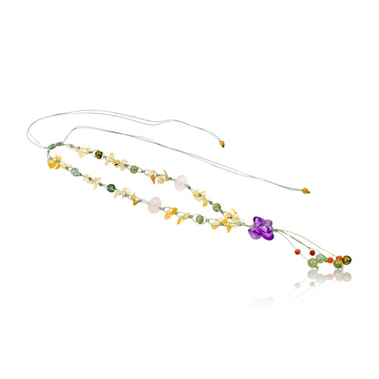 Multicolor Necklace Gemstone for Women Amethyst Heart Shaped Necklace Attracting Love and Romance