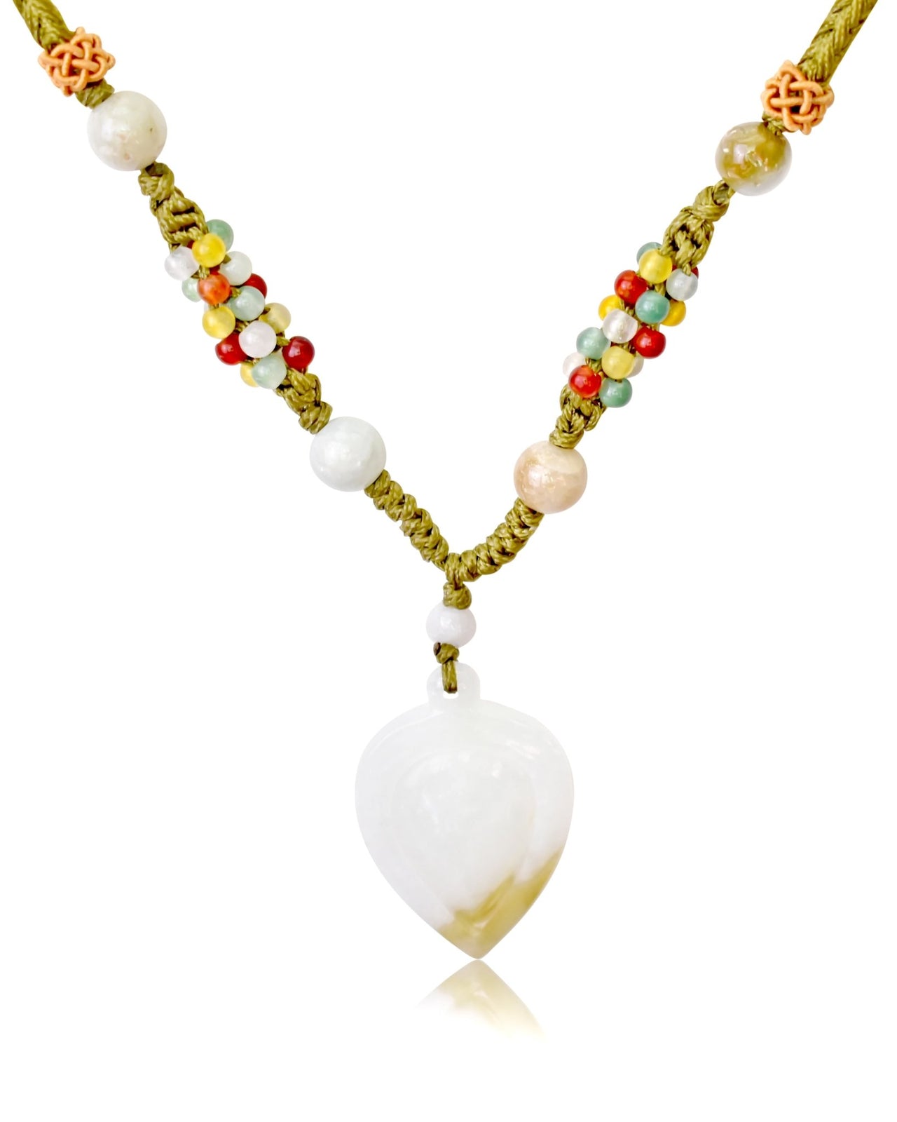 White Jade Spade Necklace A Unique Jewelry For Her Pendant Handmade For Inner Strenght Lovely Anniversary Gift