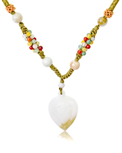 White Jade Spade Necklace A Unique Jewelry For Her Pendant Handmade For Inner Strenght Lovely Anniversary Gift