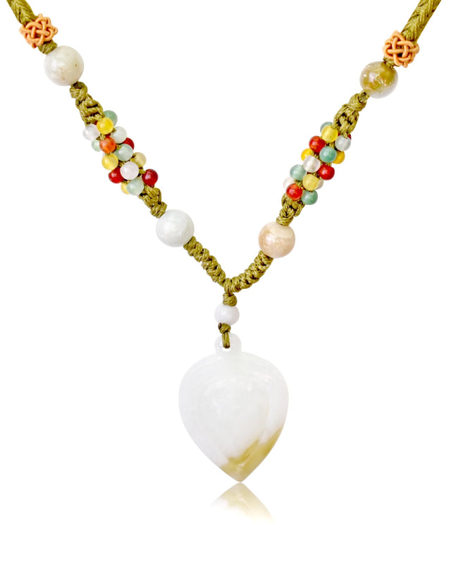 White Jade Spade Necklace A Unique Jewelry For Her Pendant Handmade For Inner Strenght Lovely Anniversary Gift