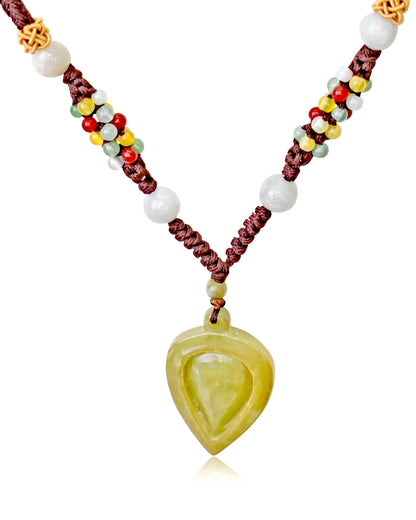 Yellow Jade Spade Necklace A Unique Jewelry For Her Pendant Handmade For Inner Strenght Lovely Anniversary Gift