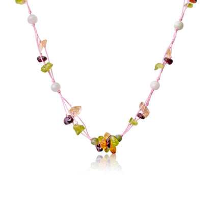 Colorful Gemstone Necklace with Cluster Beads for Women’s Birthstone Necklace to Inspire Calm, Wisdom, and Spiritual Growth