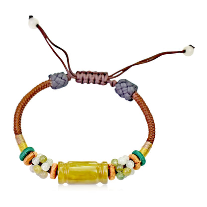 Yellow Jade Tube Bracelet A Healing Bracelets For Women Nephrite Bracelet Mystical Energy Birthday Day Gift