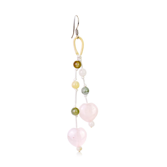 Double Heart Earrings The Pink Rose Quartz Heart For Ladies Heart Earrings Romance Valentine's Day Gift