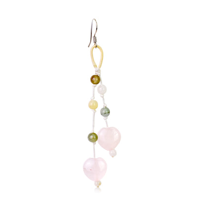 Double Heart Earrings The Pink Rose Quartz Heart For Ladies Heart Earrings Romance Valentine's Day Gift